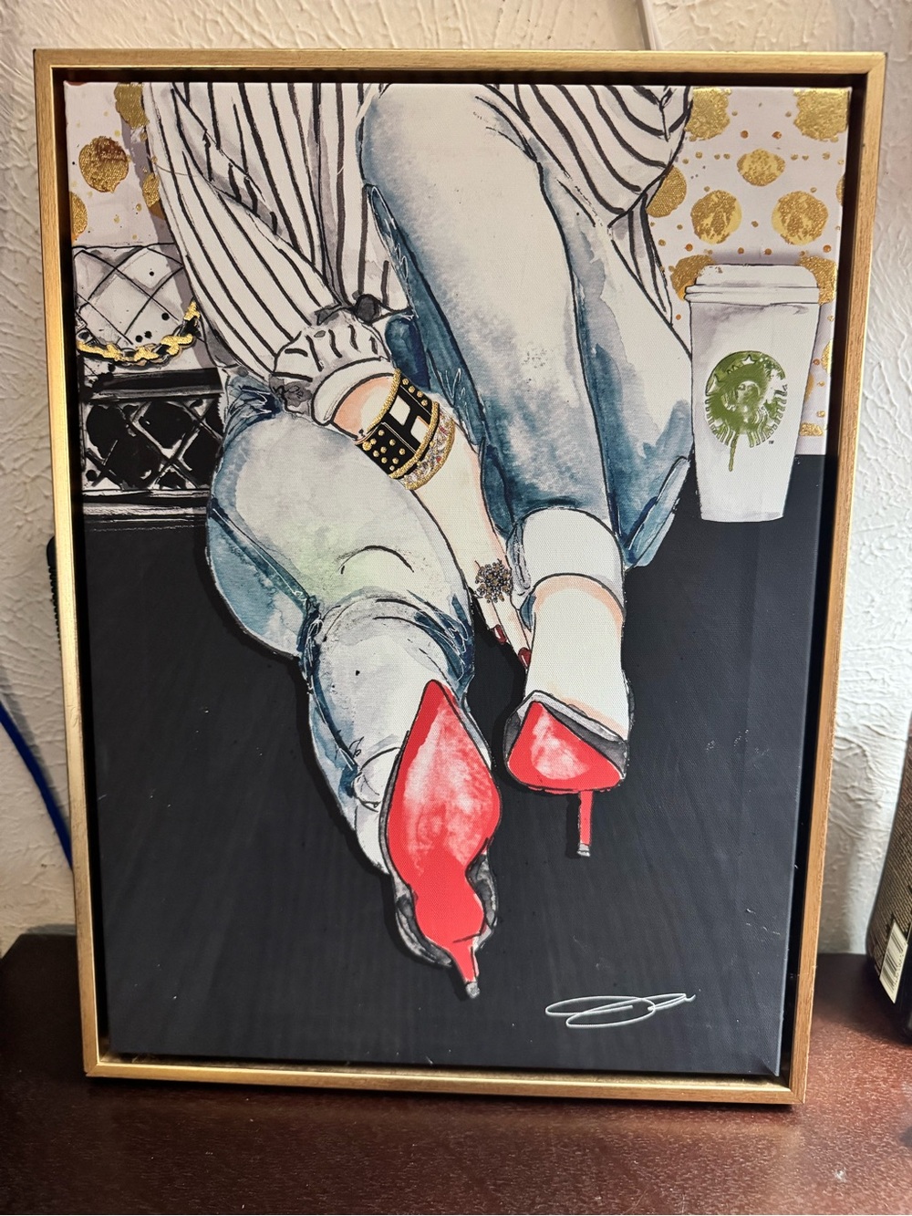 Framed Fashion Art Print - Red Heels Illustration